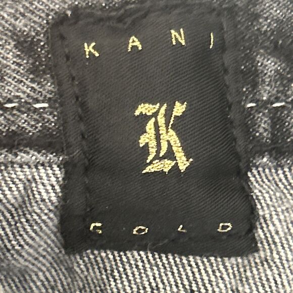 Karl Kani Gold Baggy Jeans Mens 36x32 Black Denim Hip Hop Y2K Jnco Southpole - Picture 6 of 7